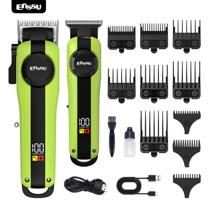 Conjunto de Máquina de Cortar Cabelo e Aparador Profissional Sem Fio Recarregável ENSSU para Homens