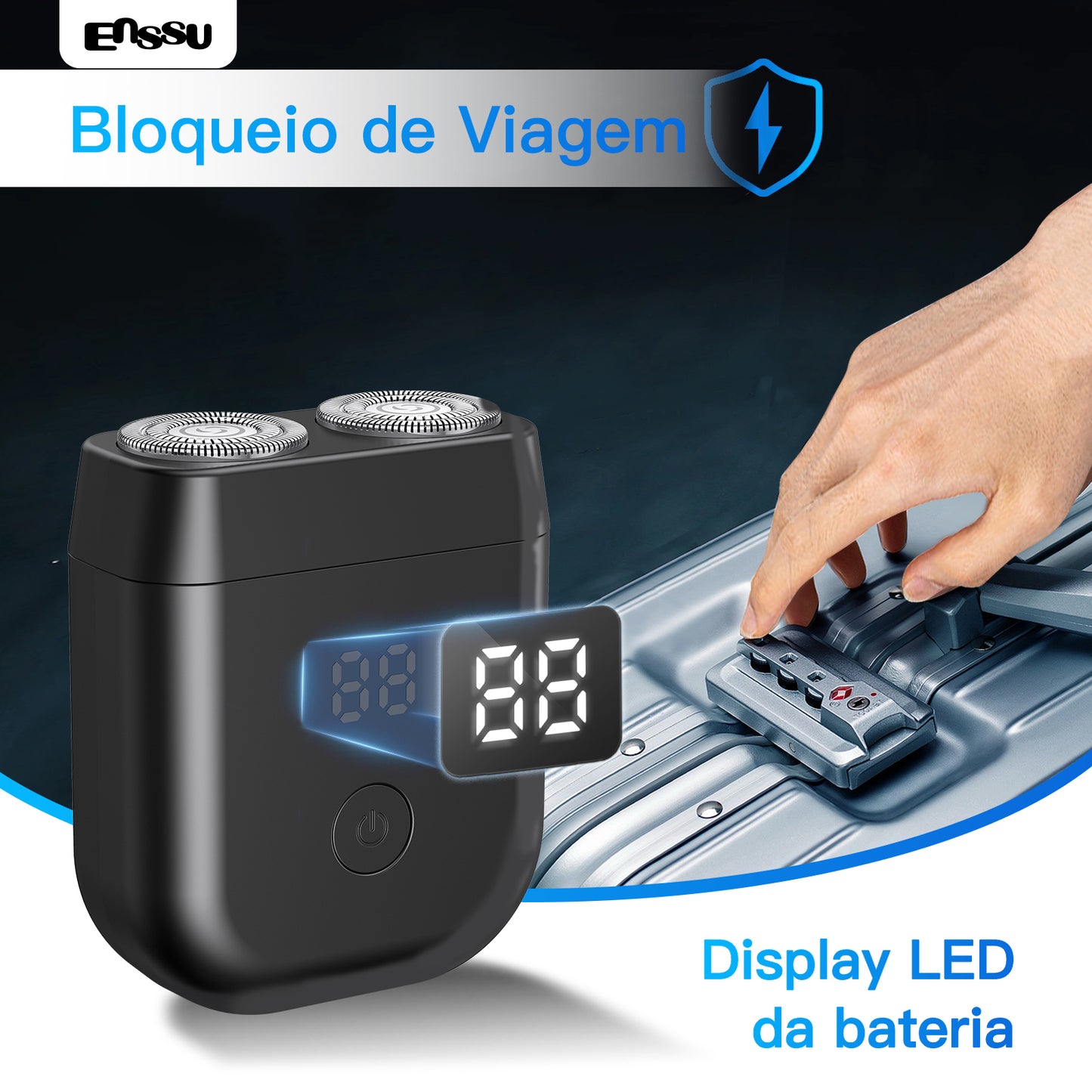 Barbeador Elétrico ENSSU para Homens  Aparador de Barba Sem Fio à Prova d'Água Recarregável via USB