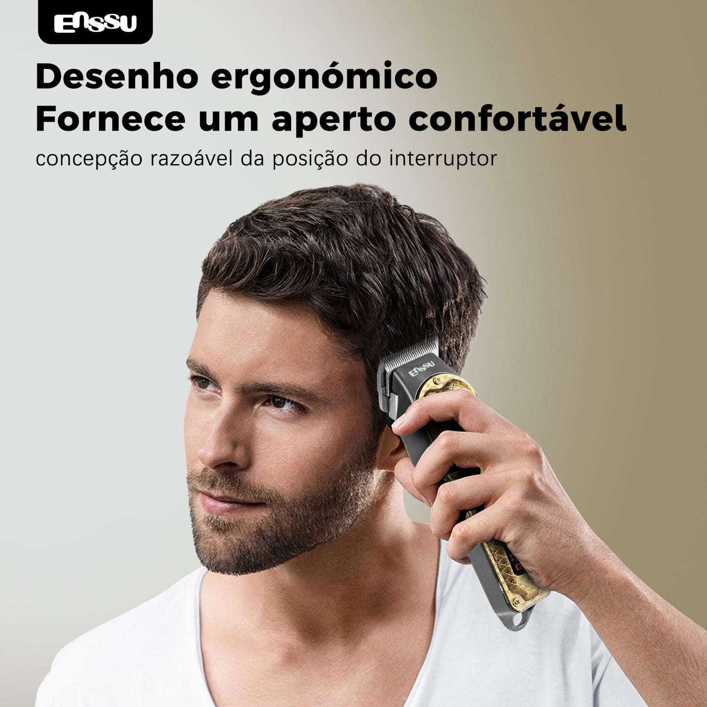Aparador Profissional ENSSU Pro Preto - T-Blade LED Display Type-C Recarregável