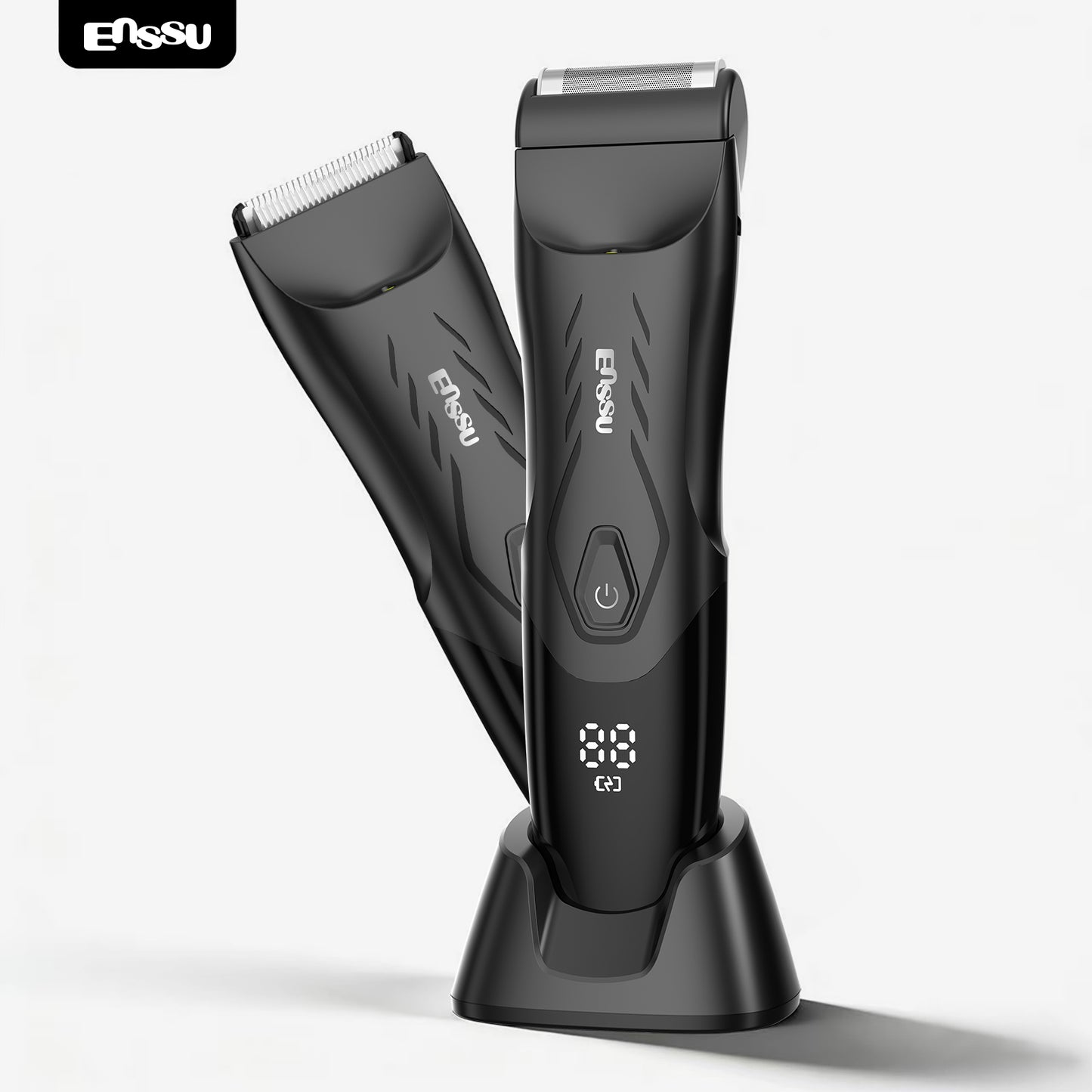 Kit Aparador Barba & Corpo ENSSU Max Preto - 2 em 1 Base IPX7