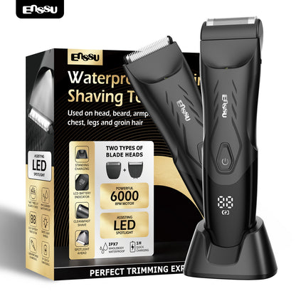 Kit Aparador Barba & Corpo ENSSU Max Preto - 2 em 1 Base IPX7