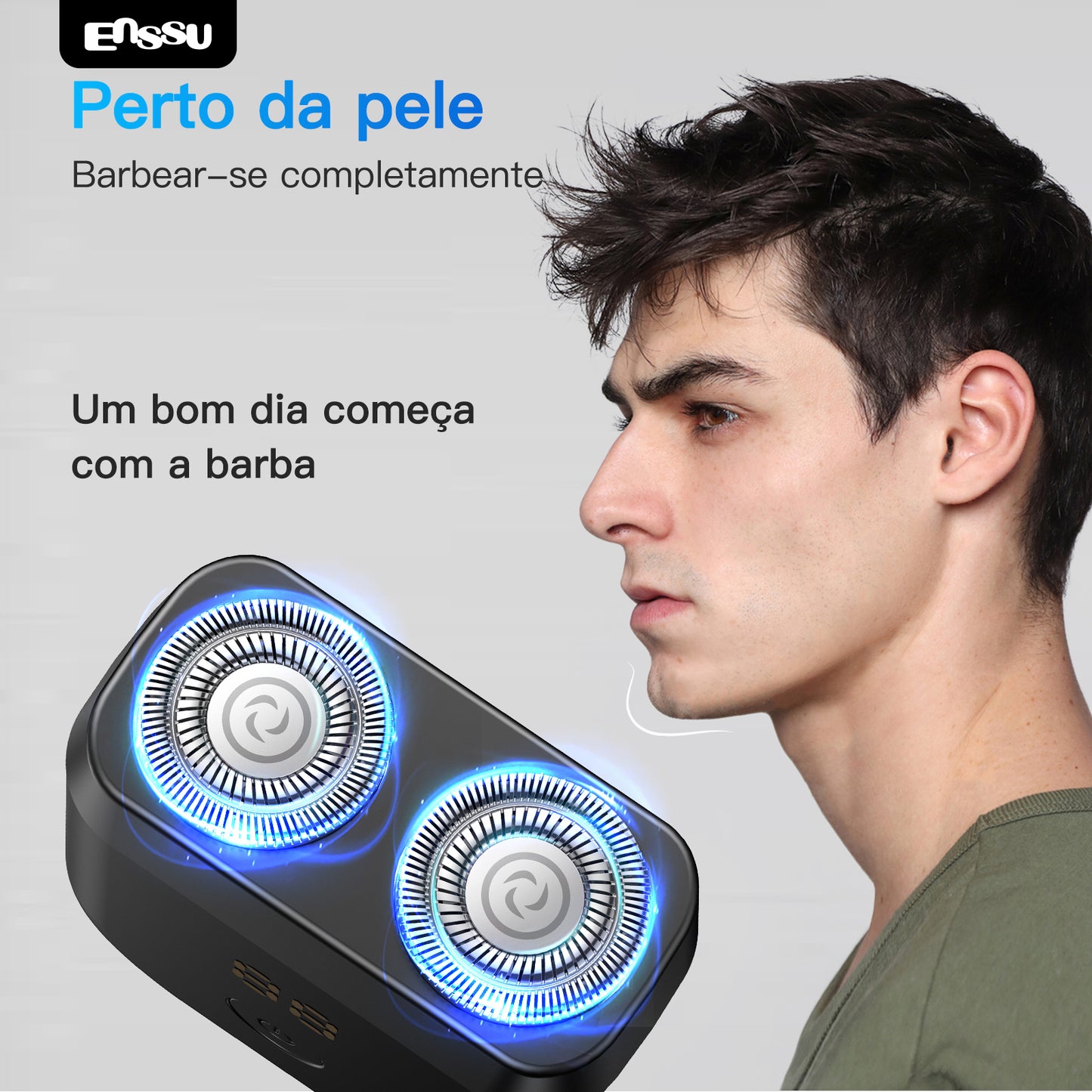 Barbeador Elétrico ENSSU para Homens  Aparador de Barba Sem Fio à Prova d'Água Recarregável via USB