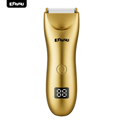 Máquina de Cortar Cabelo ENSSU Pro 2 em 1 (Dourada) — Visor Digital e Base à Prova d'Água (IPX7)