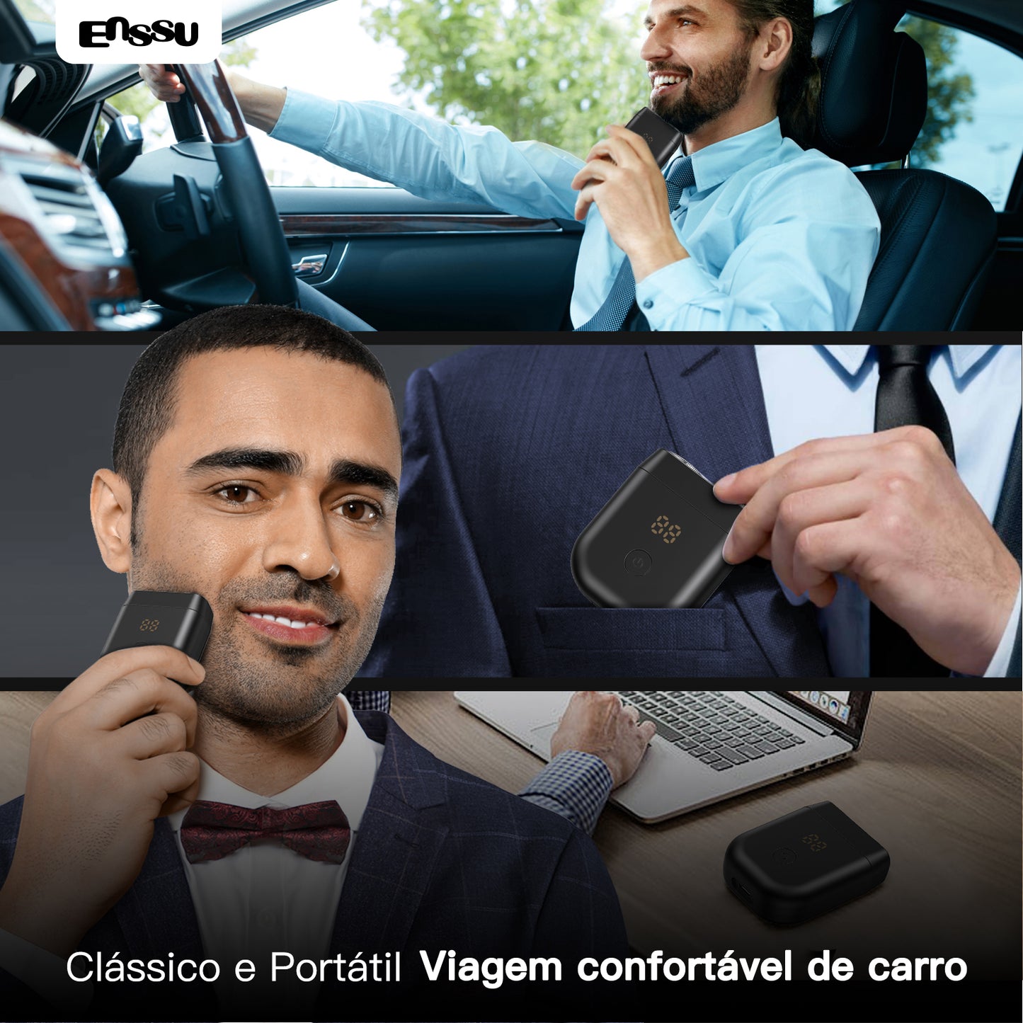 Barbeador Elétrico ENSSU para Homens  Aparador de Barba Sem Fio à Prova d'Água Recarregável via USB
