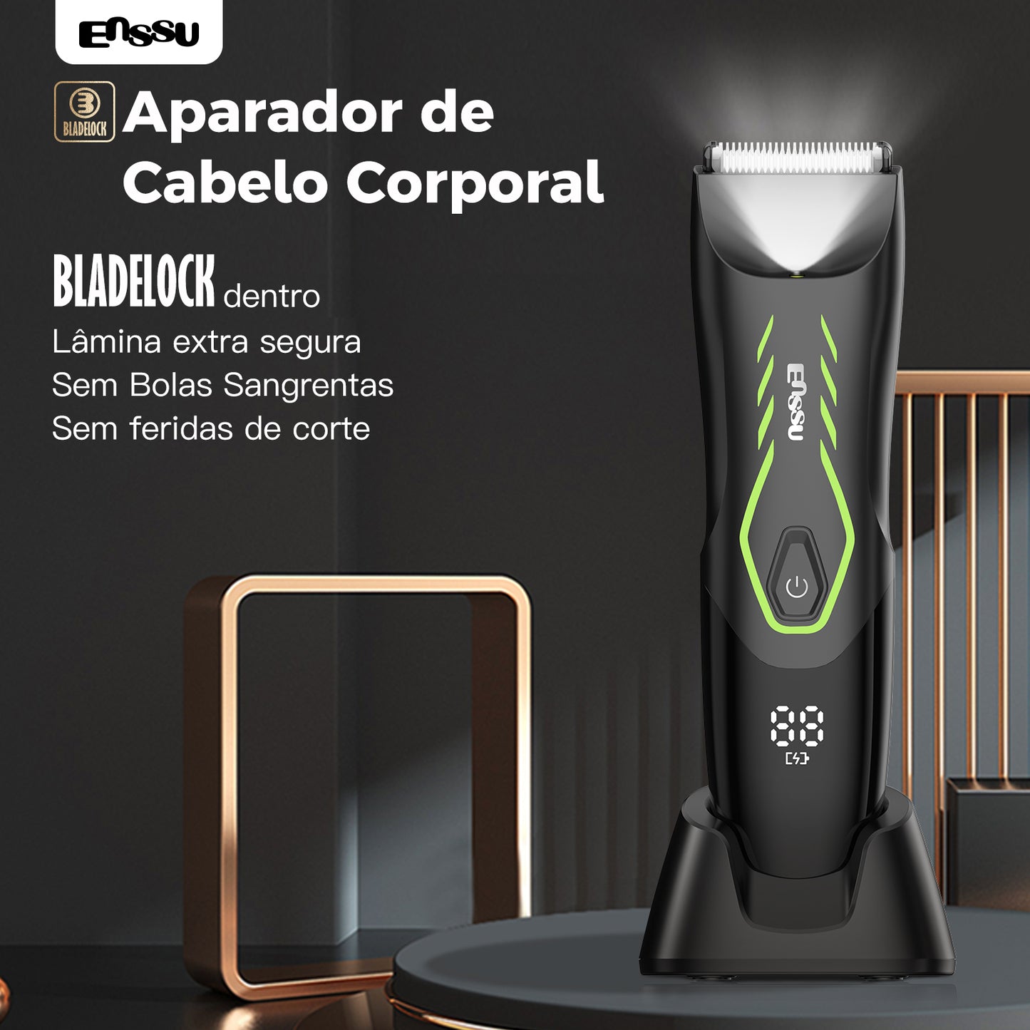 Aparador Pro ENSSU Verde - Display Digital Lanterna Pentes IPX7