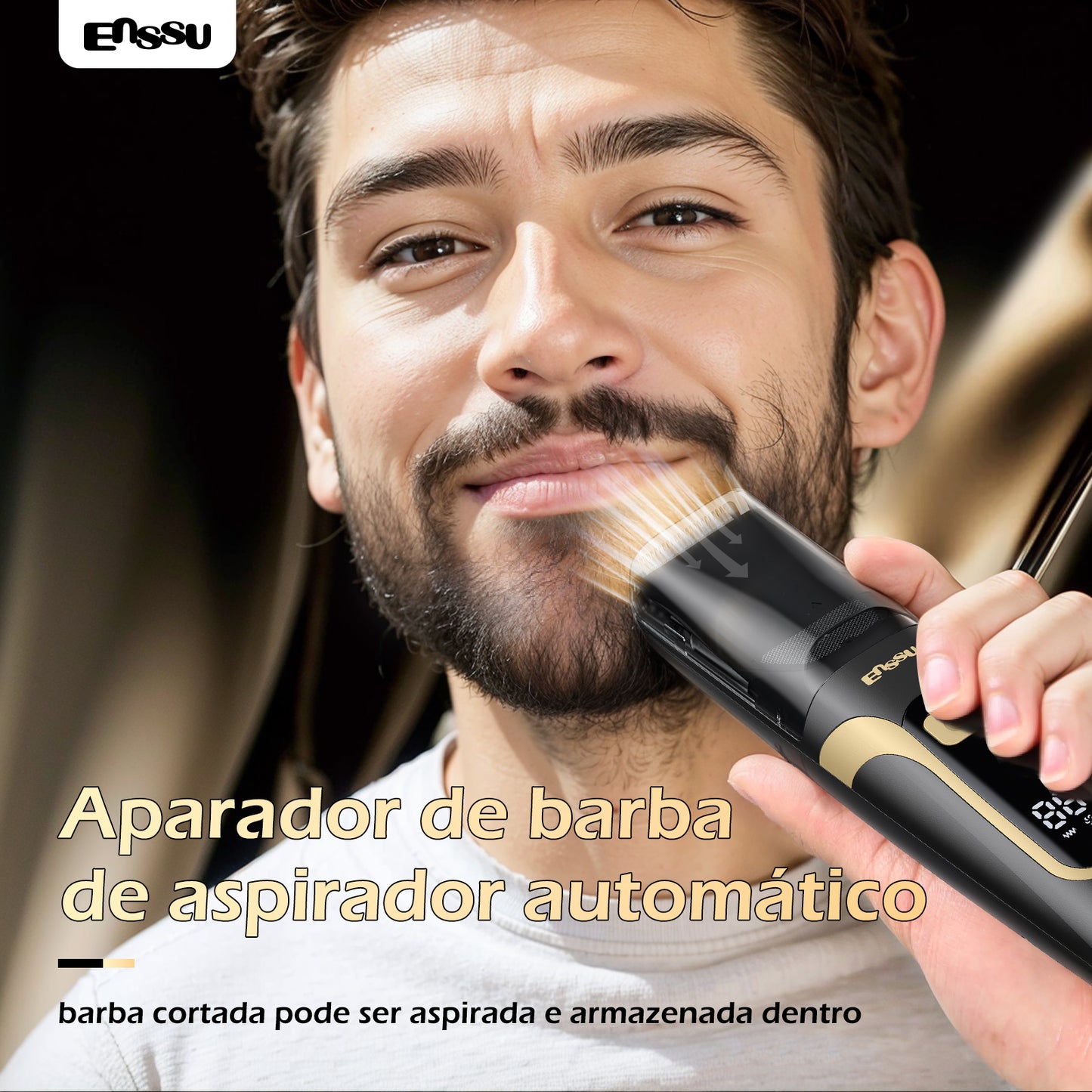 Aparador Barba Sucção ENSSU Max Preto - 1-20mm Display IPX7