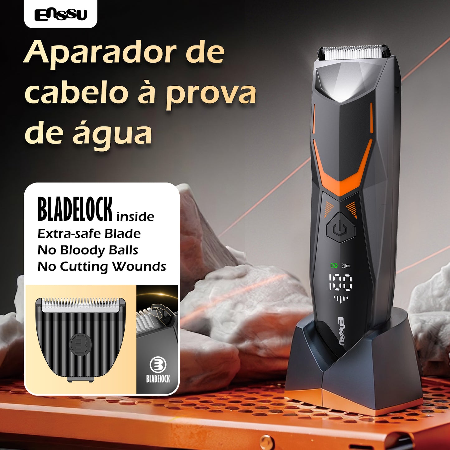 Aparador Precisão ENSSU Pro Laranja - Display Digital Pentes Especiais IPX7