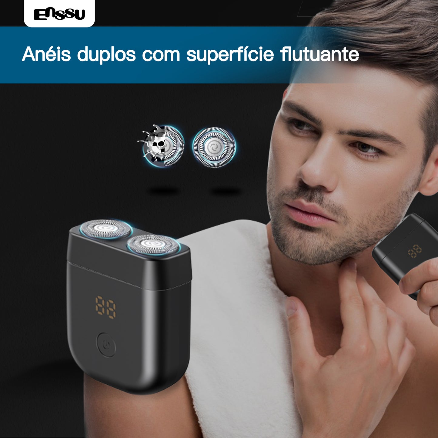 Barbeador Elétrico ENSSU para Homens  Aparador de Barba Sem Fio à Prova d'Água Recarregável via USB