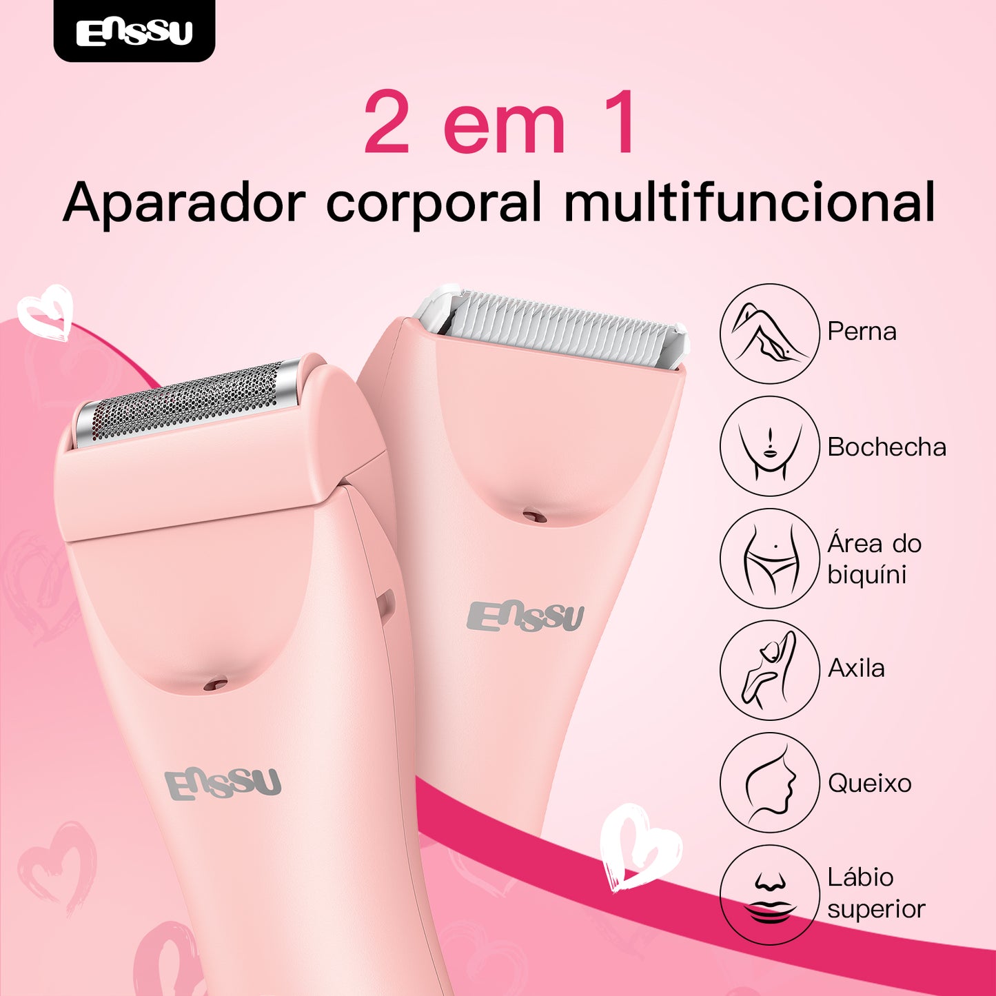 Aparador Feminino 2 em 1 ENSSU Ultra Rosa - BraiLock™ LED IPX7