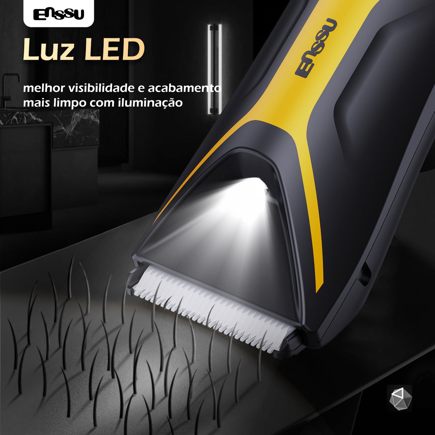 Aparador Corporal 2 em 1 ENSSU Pro Amarelo - BraiLock™ IPX7 Display Digital