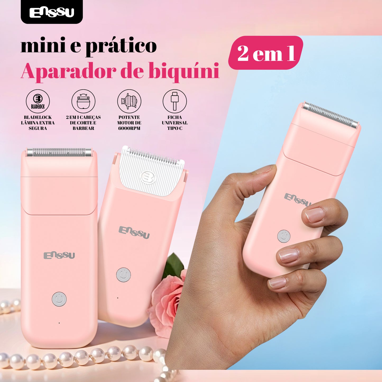 Aparador Feminino ENSSU Ultra Rosa - Cerâmica IPX7 LED Display