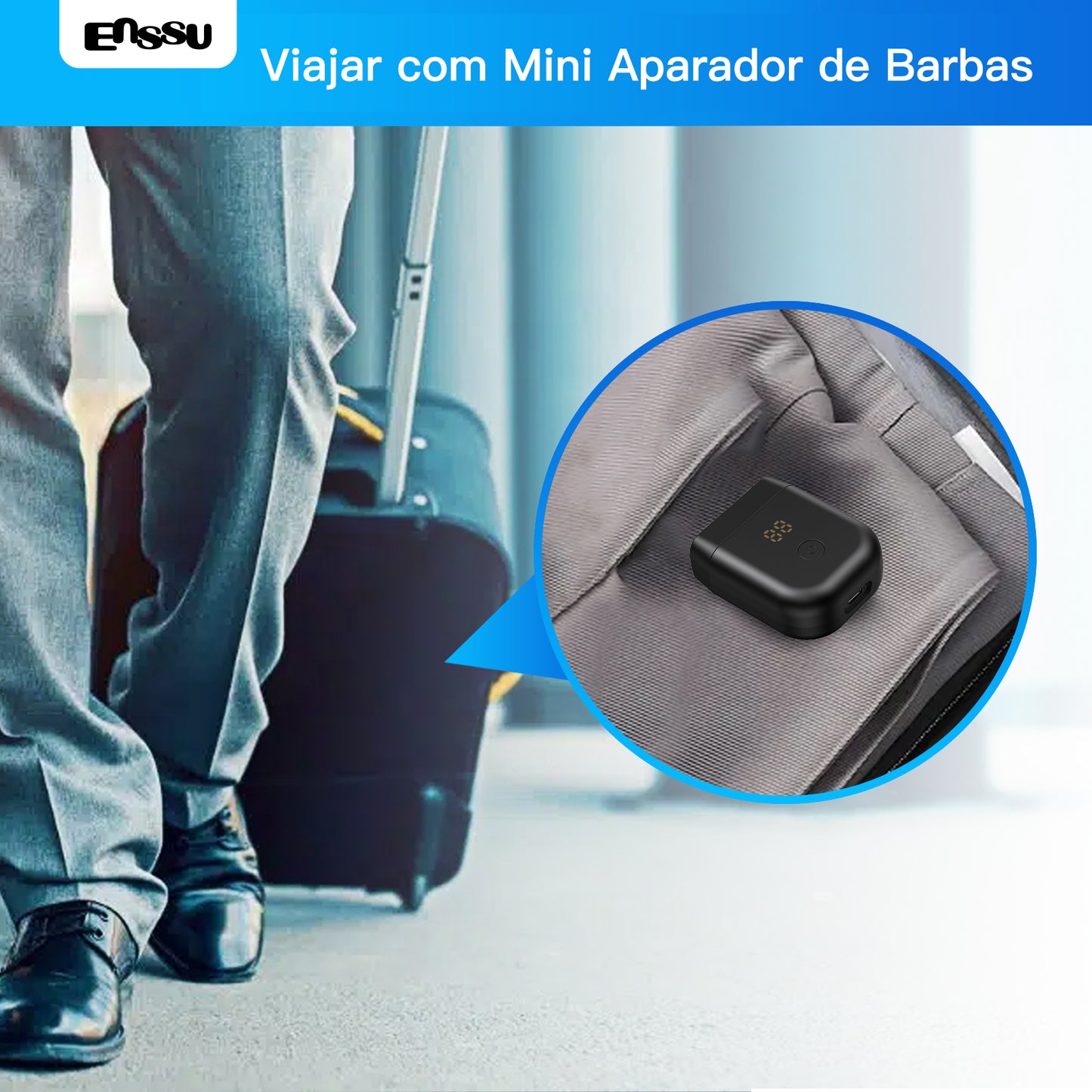 Barbeador Elétrico ENSSU para Homens  Aparador de Barba Sem Fio à Prova d'Água Recarregável via USB