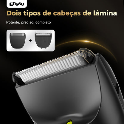 Kit Aparador Barba & Corpo ENSSU Max Preto - 2 em 1 Base IPX7
