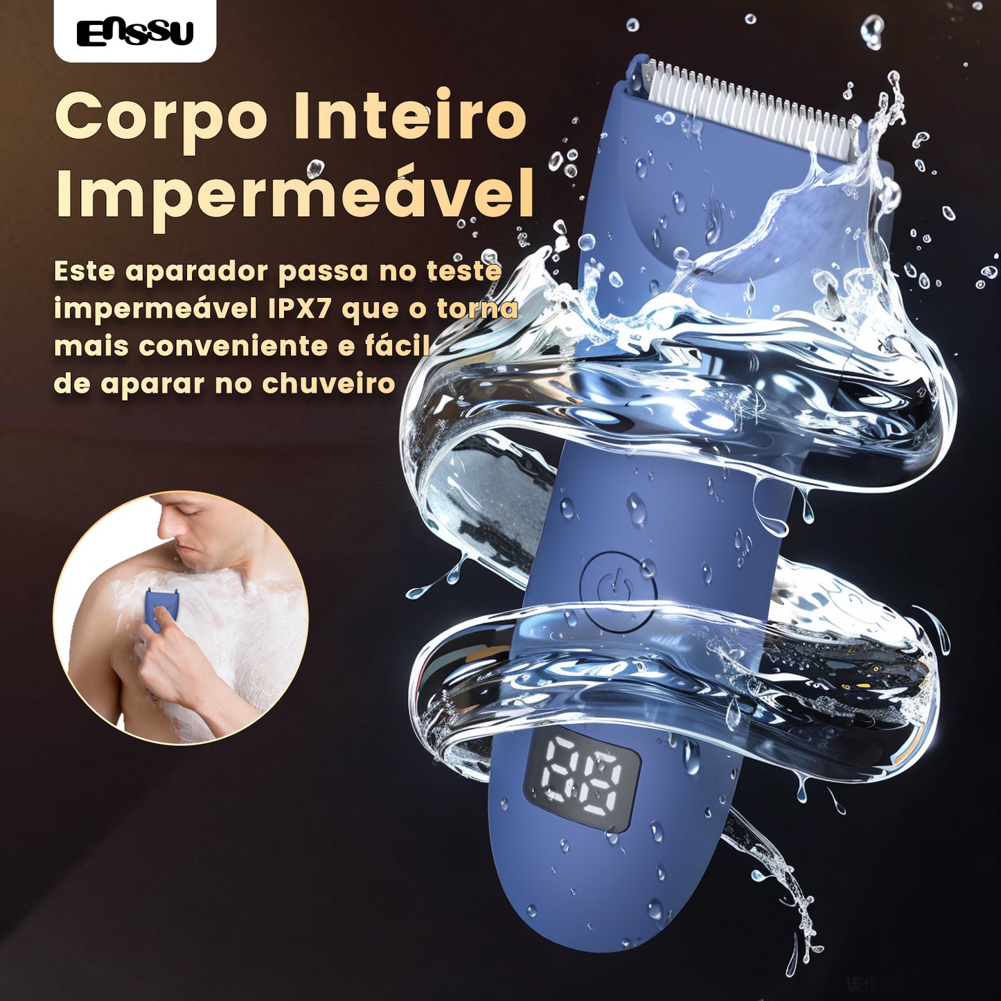 Aparador ENSSU Pro Azul - Display Digital Lanterna IPX7 BraiLock™