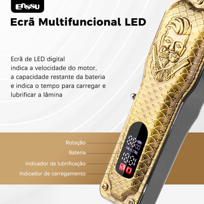 Aparador Profissional ENSSU Pro Preto - T-Blade LED Display Type-C Recarregável