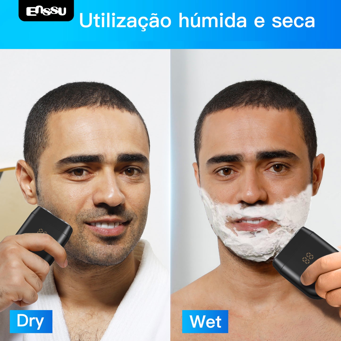 Barbeador Elétrico ENSSU para Homens  Aparador de Barba Sem Fio à Prova d'Água Recarregável via USB