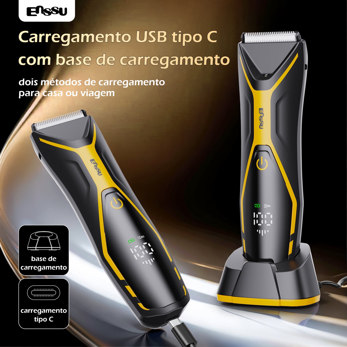 Aparador Corporal 2 em 1 ENSSU Pro Amarelo - BraiLock™ IPX7 Display Digital