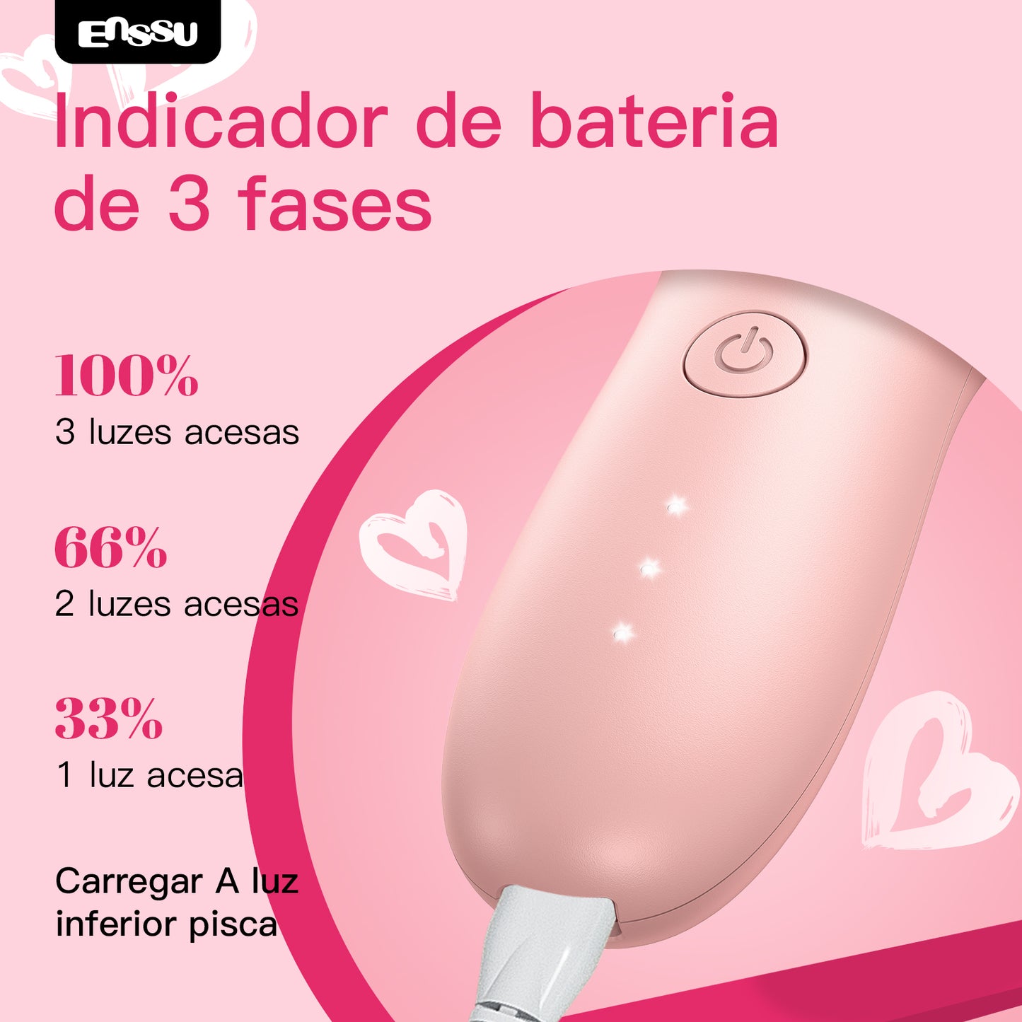 Aparador Feminino 2 em 1 ENSSU Ultra Rosa - BraiLock™ LED IPX7