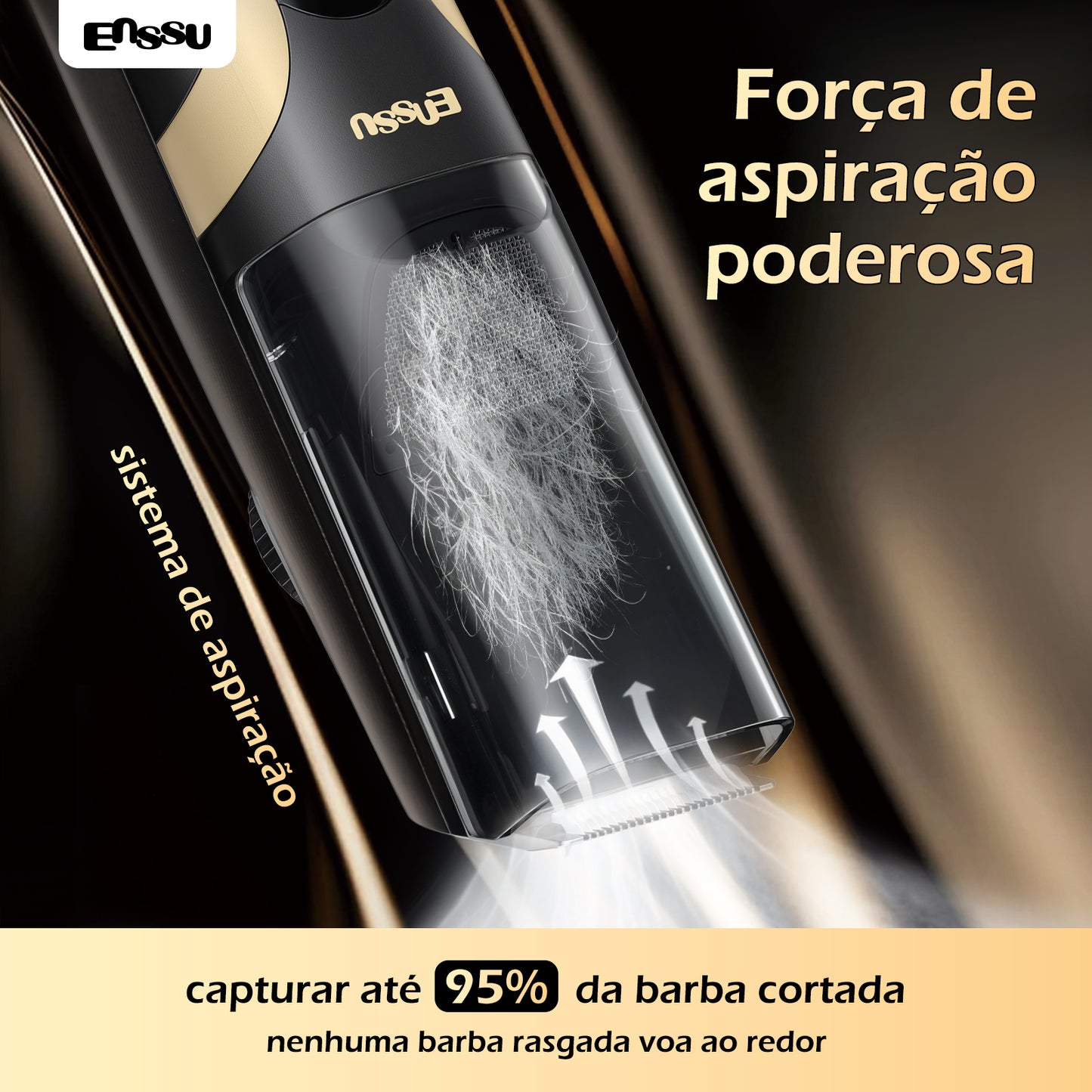 Aparador Barba Sucção ENSSU Max Preto - 1-20mm Display IPX7