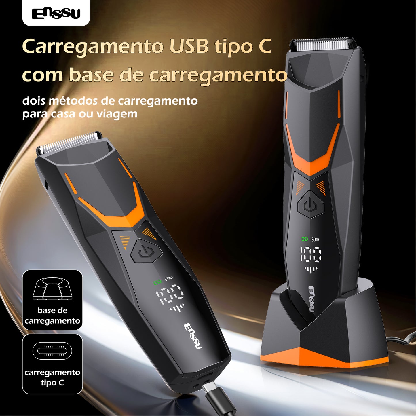 Aparador Precisão ENSSU Pro Laranja - Display Digital Pentes Especiais IPX7