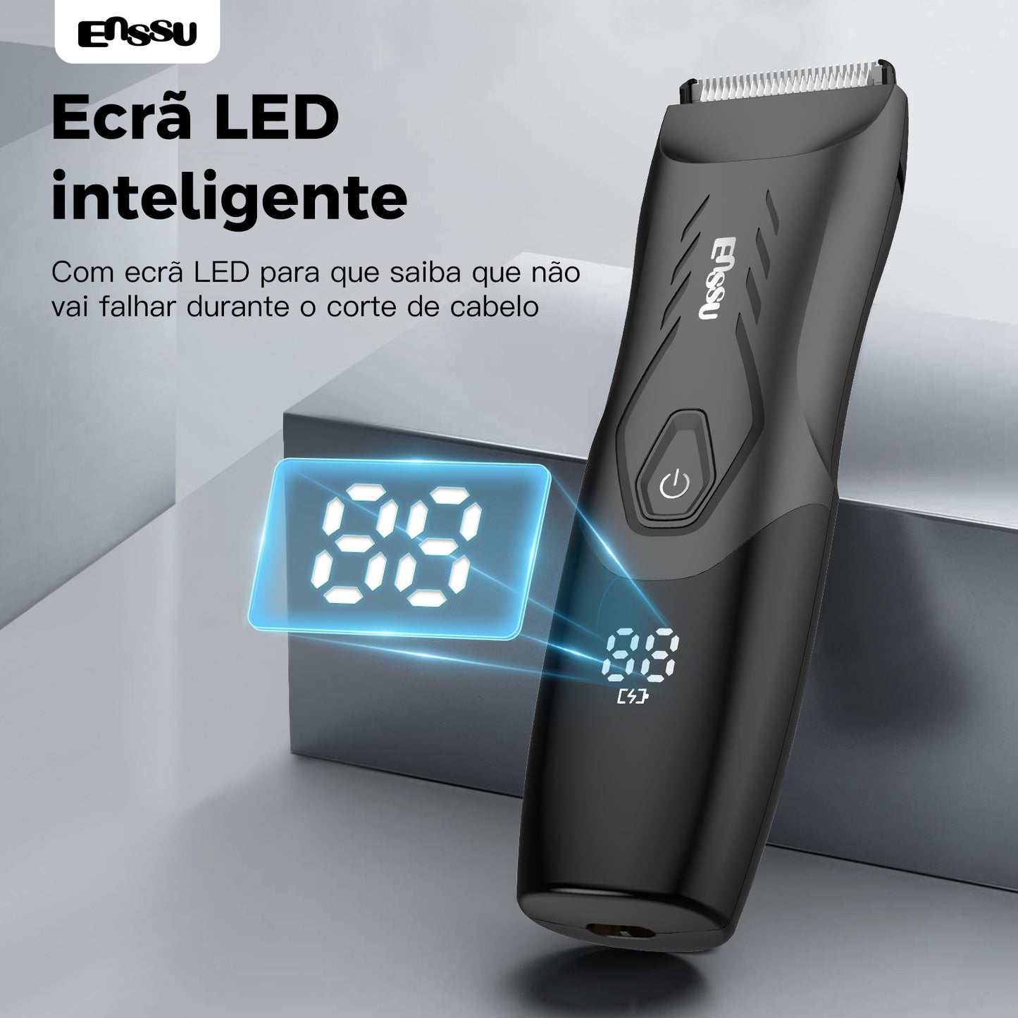 Kit Aparador Barba & Corpo ENSSU Max Preto - 2 em 1 Base IPX7