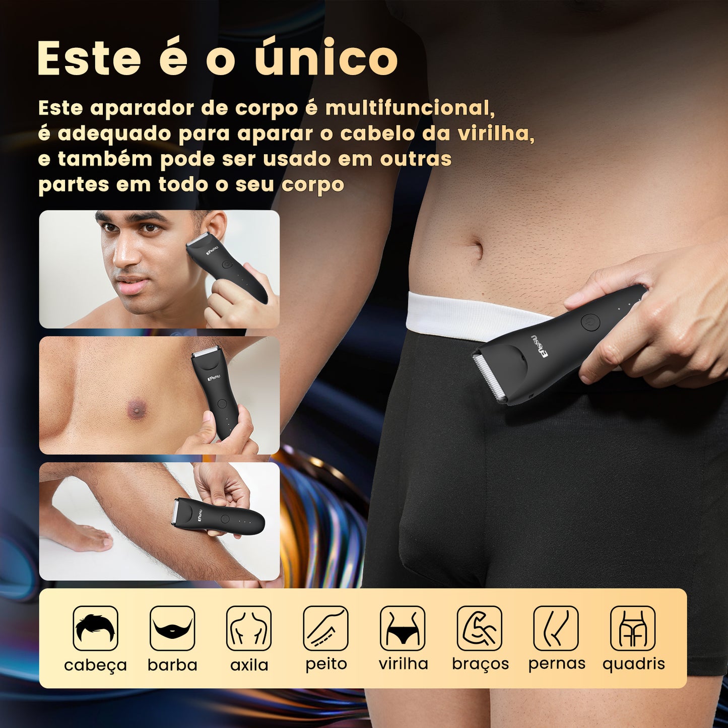 Aparador 2 em 1 ENSSU Ultra Preto - BraiLock™ Base LED IPX7