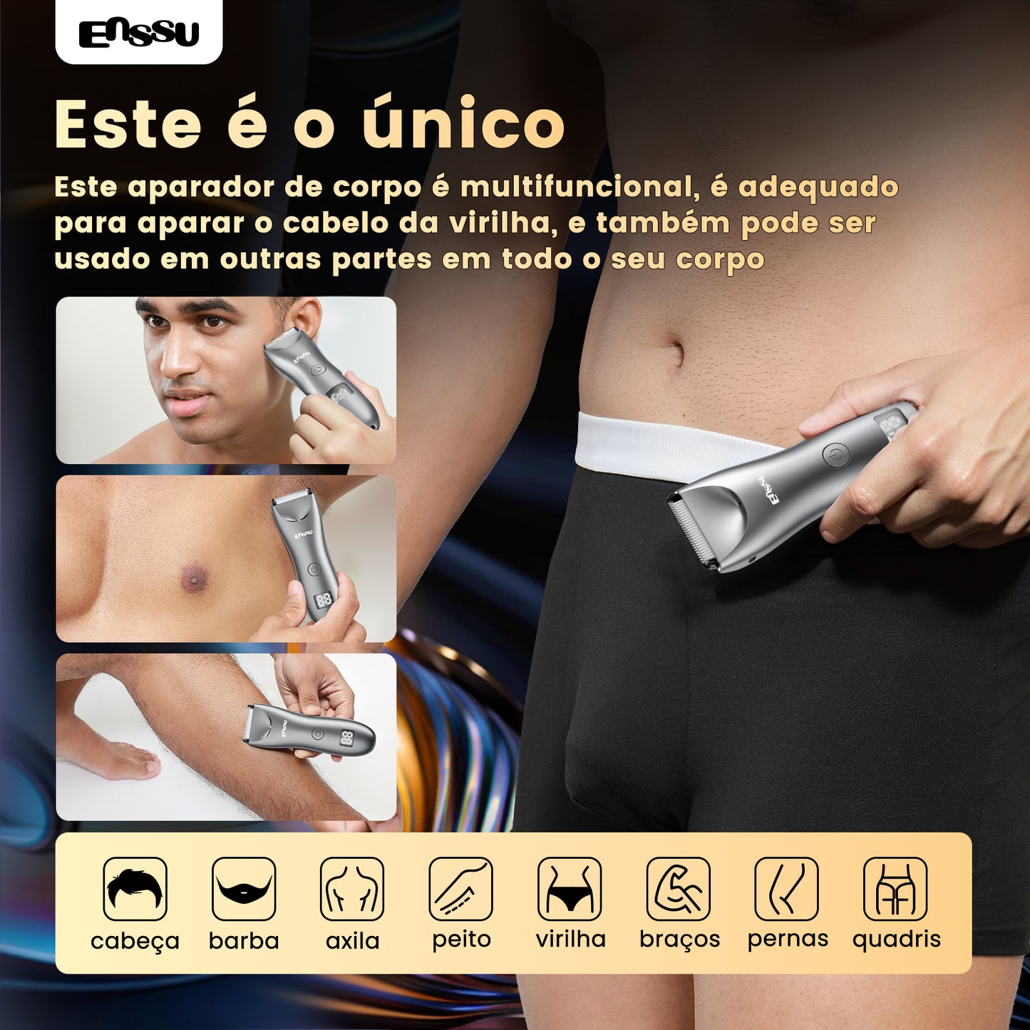 Aparador Corporal ENSSU Pro Cinza - Display Numérico 60min IPX7