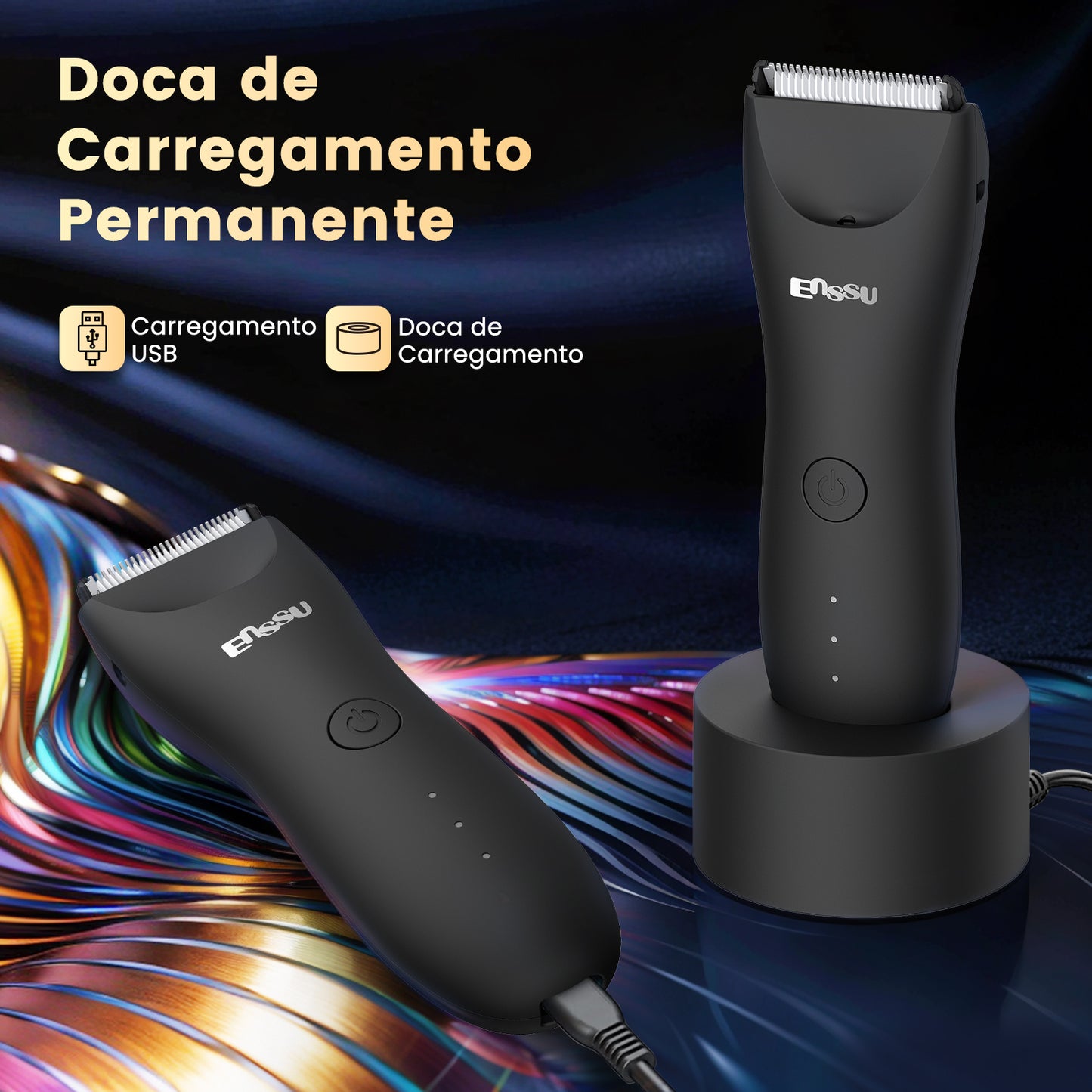 Aparador 2 em 1 ENSSU Ultra Preto - BraiLock™ Base LED IPX7