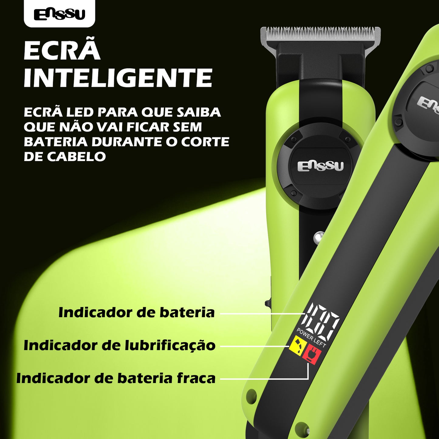 Conjunto de Máquina de Cortar Cabelo e Aparador Profissional Sem Fio Recarregável ENSSU para Homens