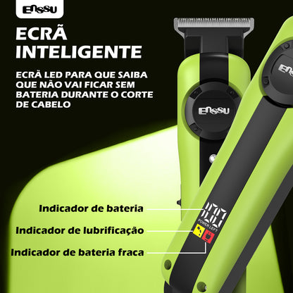 Conjunto de Máquina de Cortar Cabelo e Aparador Profissional Sem Fio Recarregável ENSSU para Homens