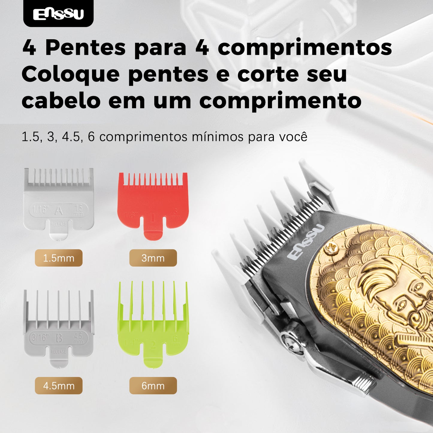 Aparador Profissional ENSSU Pro Preto - T-Blade LED Display Type-C Recarregável