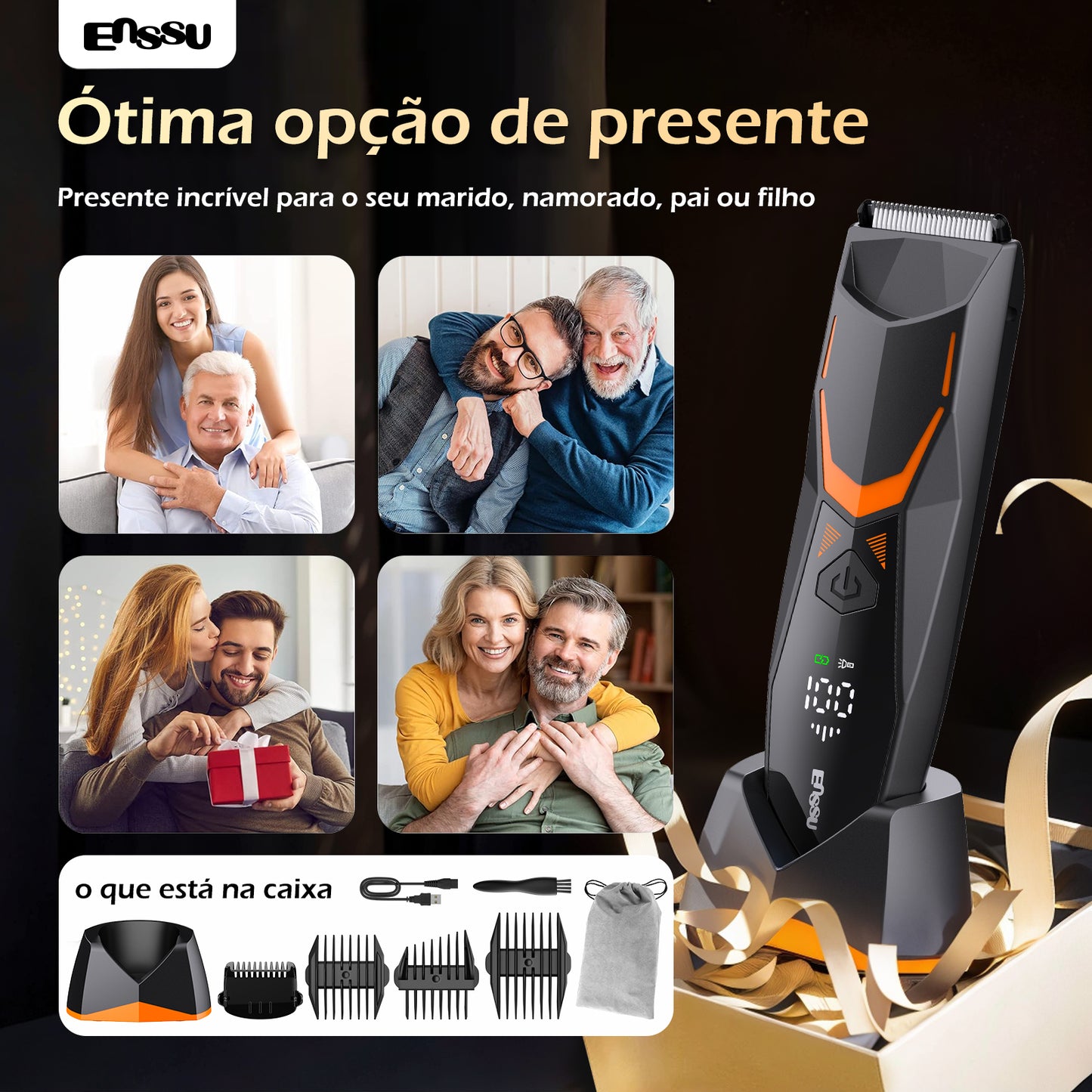 Aparador Precisão ENSSU Pro Laranja - Display Digital Pentes Especiais IPX7