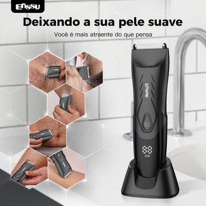 Kit Aparador Barba & Corpo ENSSU Max Preto - 2 em 1 Base IPX7