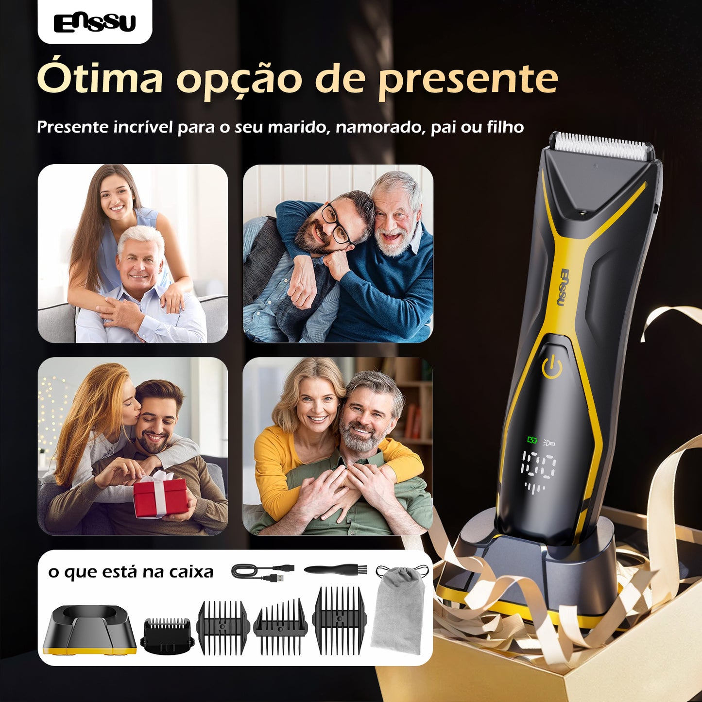 Aparador Corporal 2 em 1 ENSSU Pro Amarelo - BraiLock™ IPX7 Display Digital