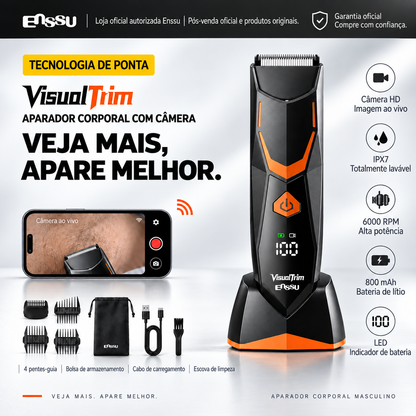 Aparador de Pelos Inteligente com Câmera HD e Visualização em Tempo Real pelo Celular