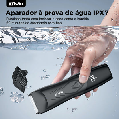 Kit Aparador Barba & Corpo ENSSU Max Preto - 2 em 1 Base IPX7
