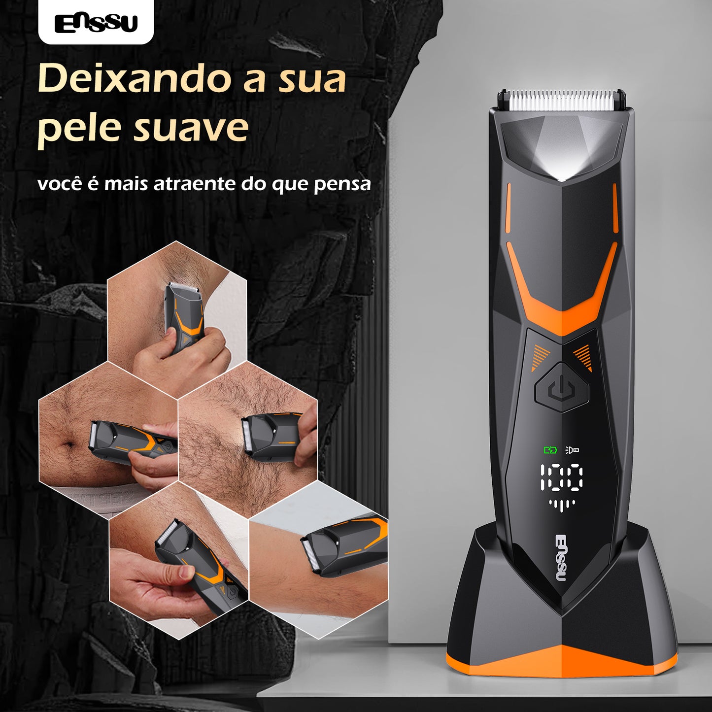 Aparador Precisão ENSSU Pro Laranja - Display Digital Pentes Especiais IPX7