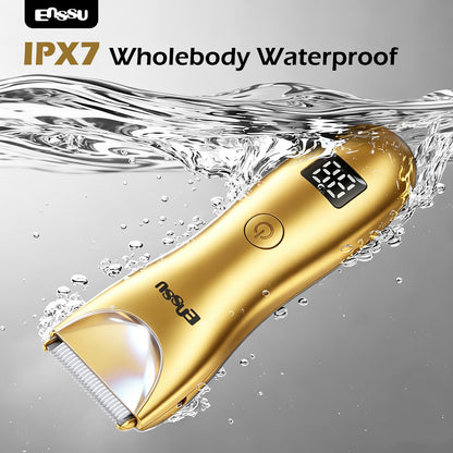 Máquina de Cortar Cabelo ENSSU Pro 2 em 1 (Dourada) — Visor Digital e Base à Prova d'Água (IPX7)