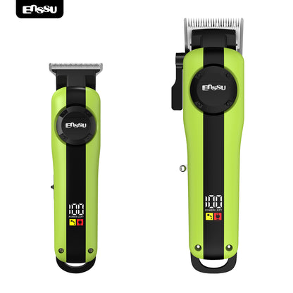 Conjunto de Máquina de Cortar Cabelo e Aparador Profissional Sem Fio Recarregável ENSSU para Homens