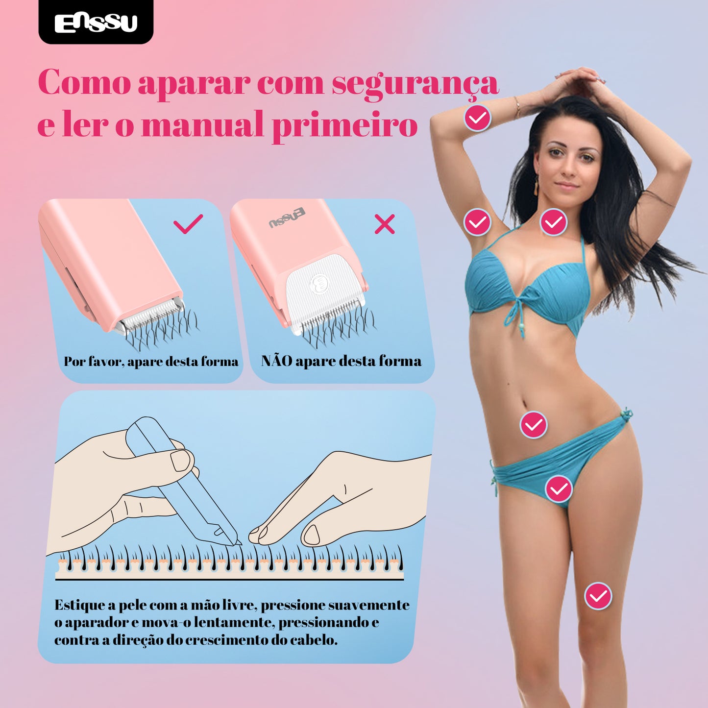 Aparador Feminino ENSSU Ultra Rosa - Cerâmica IPX7 LED Display