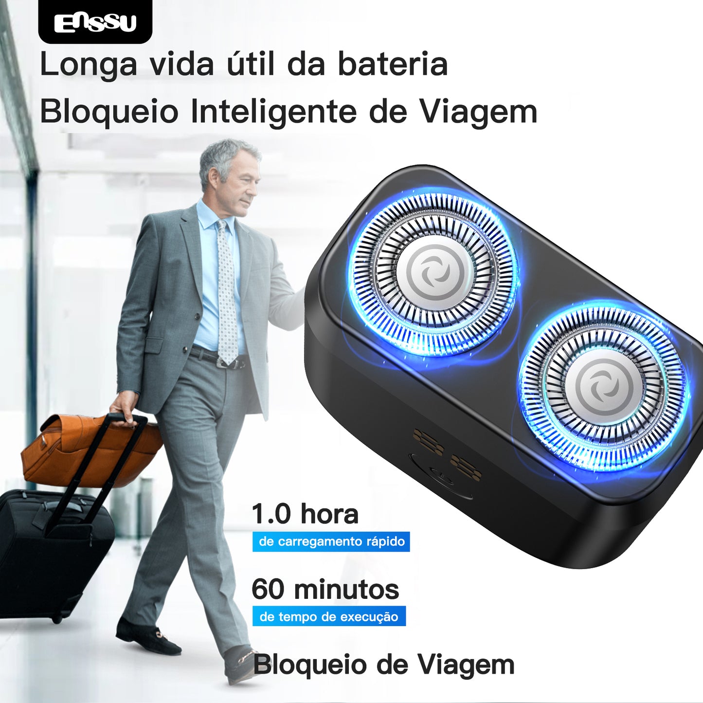 Barbeador Elétrico ENSSU para Homens  Aparador de Barba Sem Fio à Prova d'Água Recarregável via USB